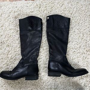 Vince Camuto Black Leather Fabina Riding Boots